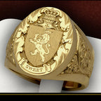 Crown Lion Carving 18k Gold Filled Royal Ring for Men Finger Bands Cool Masculine Trendy Jewelry Accessories Sizes 8,9,13