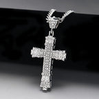 Rhinestone Christian Cross Pendant — Silver