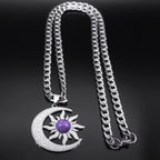 Tiger Steel Pendant Wicca Sun Moon Eye Natural