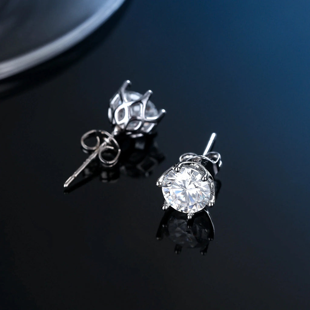 100% Real Sterling Silver S925 Moissanite Earrings Stud  With 2 Certificate D VVS1 Pass Diamond Test Pen For Women Men Jewelry