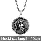 Spartan Shield Helmet Pendant Necklace — Retro, Stainless Steel