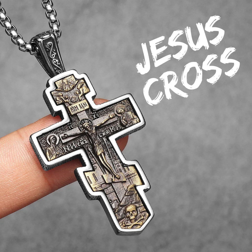 Jesus Cross Pendant Necklace — Stainless Steel