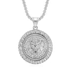 Iced Out Lion Head Round Pendant — Two-Tone