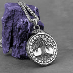 Viking Ouroboros Tree of Life Pendant Necklace — Stainless Steel