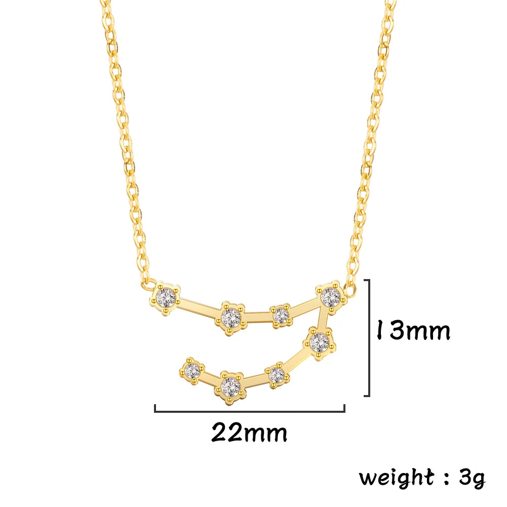 Unift Clear Zircon Zodiac Constellation Women Necklaces Star Sign Pisces Aries Taurus Pendant Fashion Horoscope Amulet Jewelry