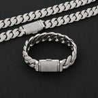 ESKEEM Customized Heavy Cuban Chain 22mm 5Rows Iced Out Cubic Cuban Link Chain Hiphop Necklace Bracelet Set Gift