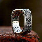 Viking Steel Ring Vintage Square Embossed Pattern
