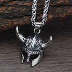 Fashion Vintage Helmet Mask Pendant for Men 316L Stainless Steel Nordic Celtic Knot Necklace Biker Amulet Jewelry Dropshipping