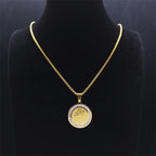 Muslim Islamic Religious Stainless Steel Crystal Necklace Women Islam Quran Allah Pendant Necklaces Arabic Jewelry