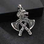 Trendy Retro Crow Prairie Wolf Double Sided Viking Tomahawk Pendant Necklace Charm Men's Necklace Metal Accessorie Party Jewelry