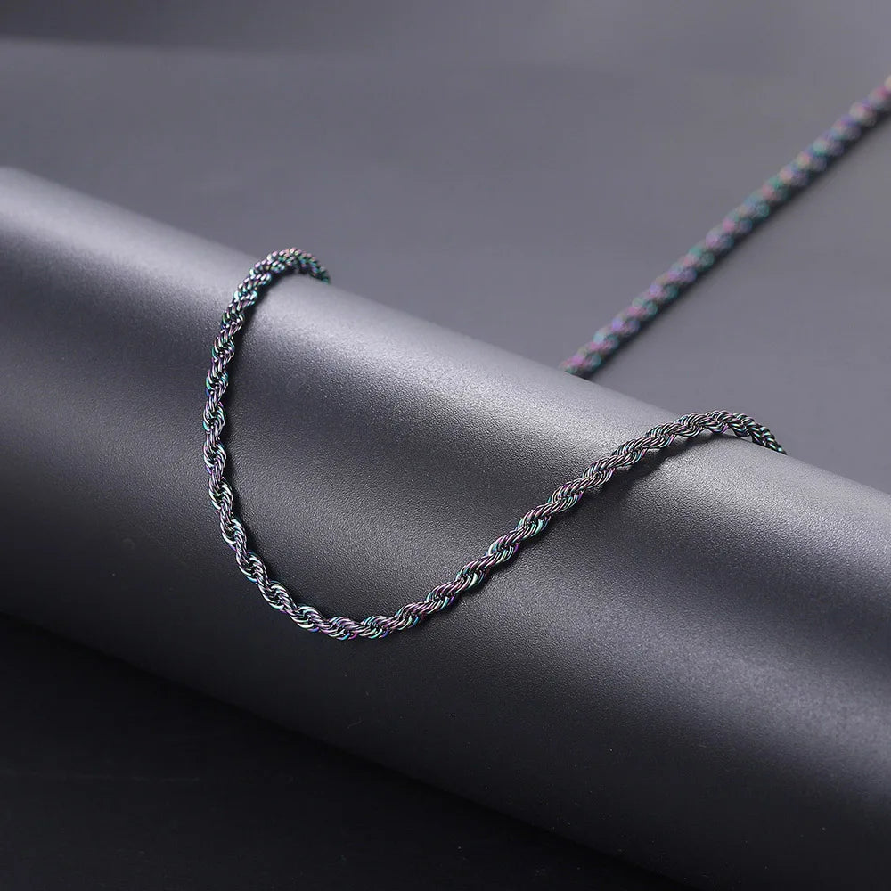 Rope Chain Necklace Two-Tone Stainless Steel 3MM
