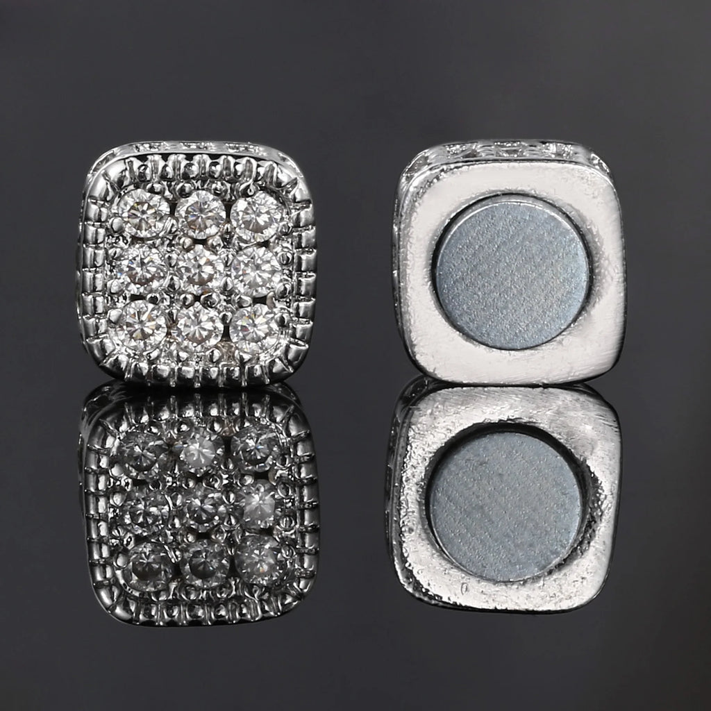 Iced Out Magnetic Ear Clip — Silver