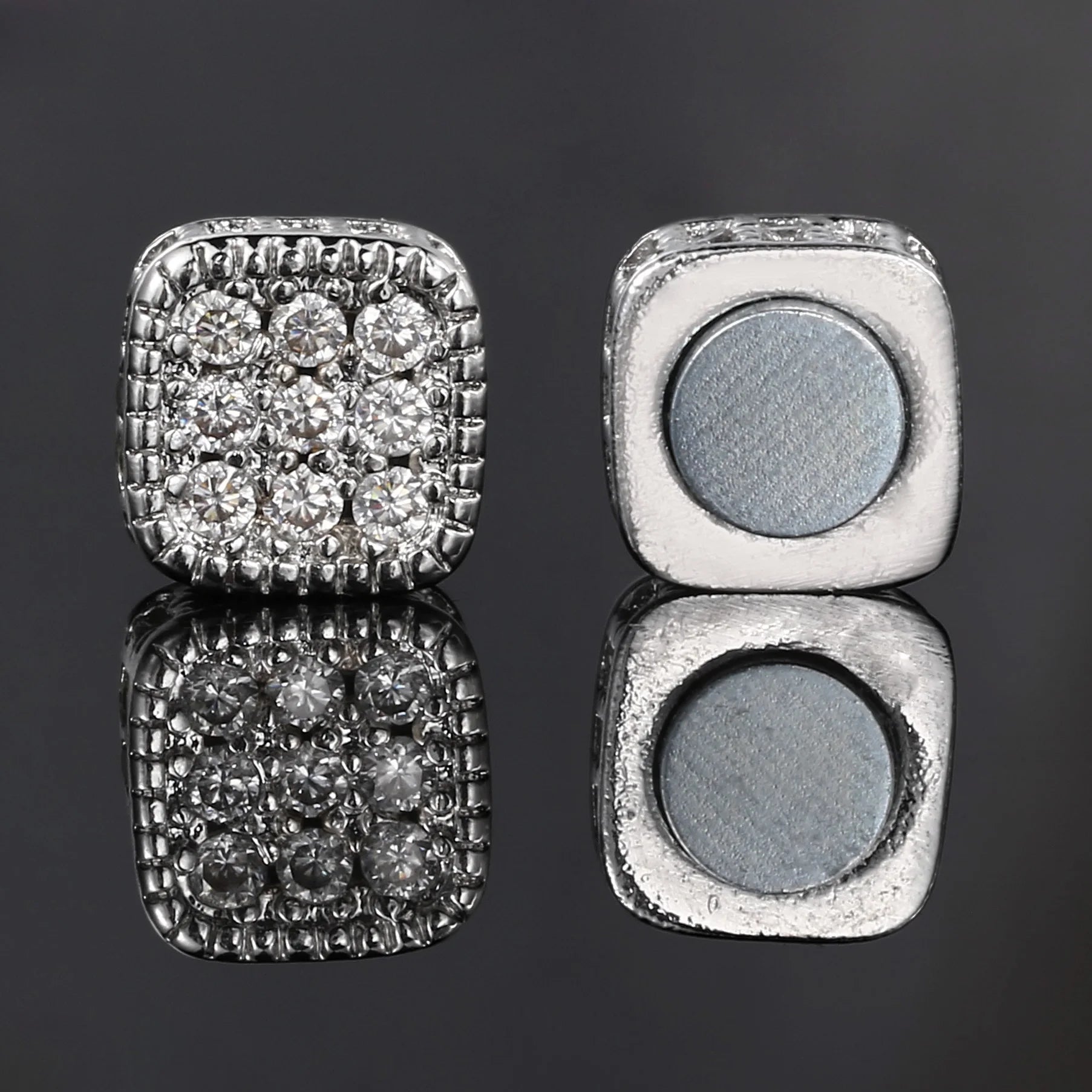 Iced Out Magnetic Ear Clip — Silver