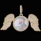 Angel Wings Photo Pendant Necklace Iced Out