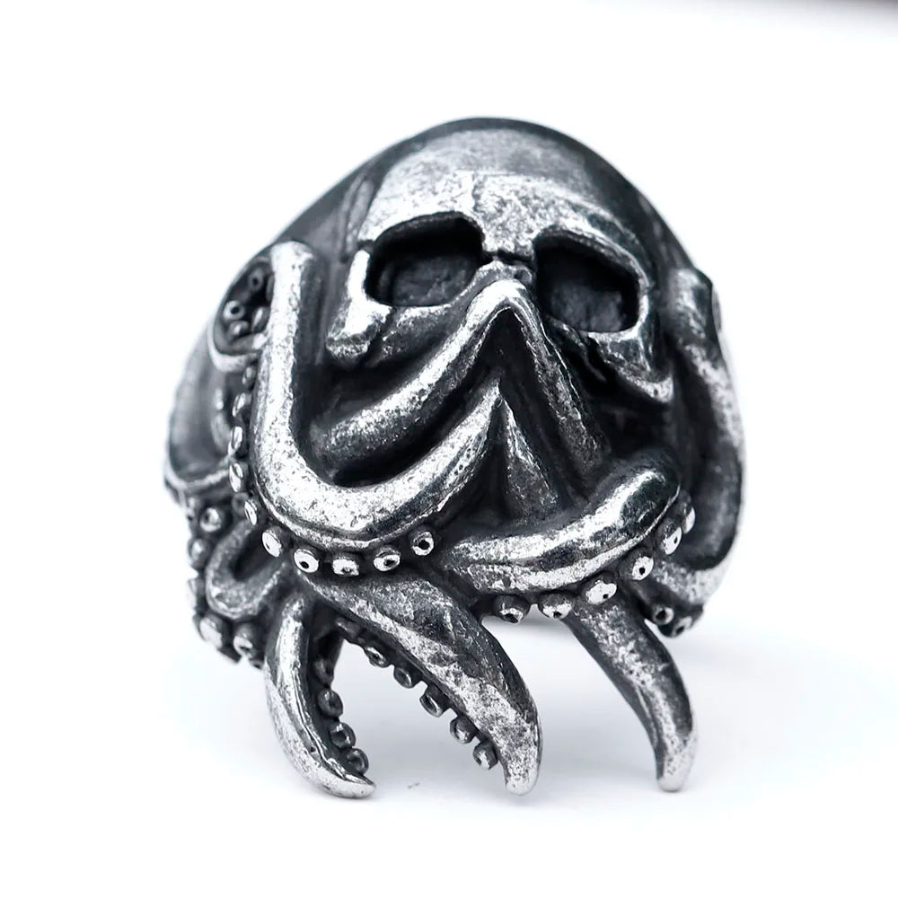 2024 New Goth Octopus Skull Ring Punk 316L Stainless Steel Seaman Rings Men Biker Jewelry Gift for Sailor