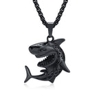 Vnox Stylish Shark Men Boys Necklaces,Rock Punk Animal Pendant Collar Jewelry with Stainless Steel Box Chain