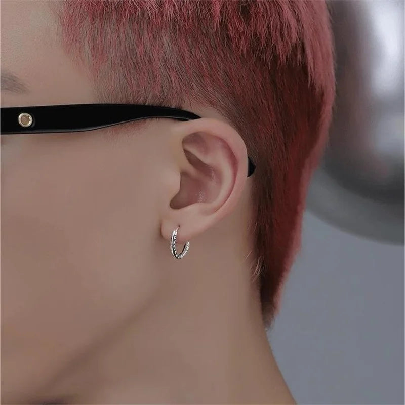 Six-Character Mantra Auspicious Cloud Huggie Hoop Earrings