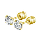 4 Prong CZ Zircon Stud Earrings — Cartilage Screw Back Piercing