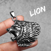 Roaring Beast Head Pendant Necklace — Stainless Steel Chain