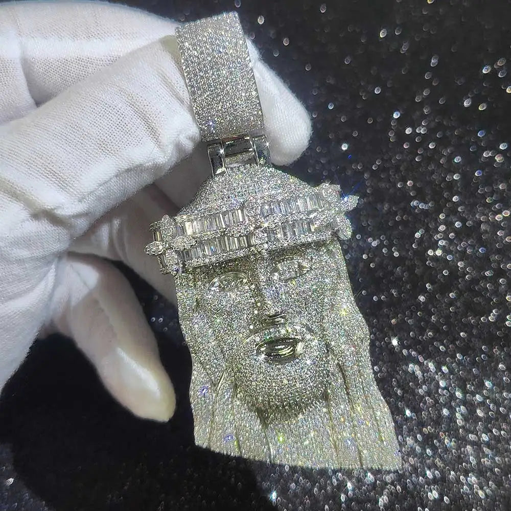 Crown Jesus Pendant Necklace Iced Out