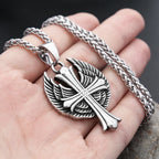 Cross Steel Pendant Vintage Punk Angel Wings Memorial