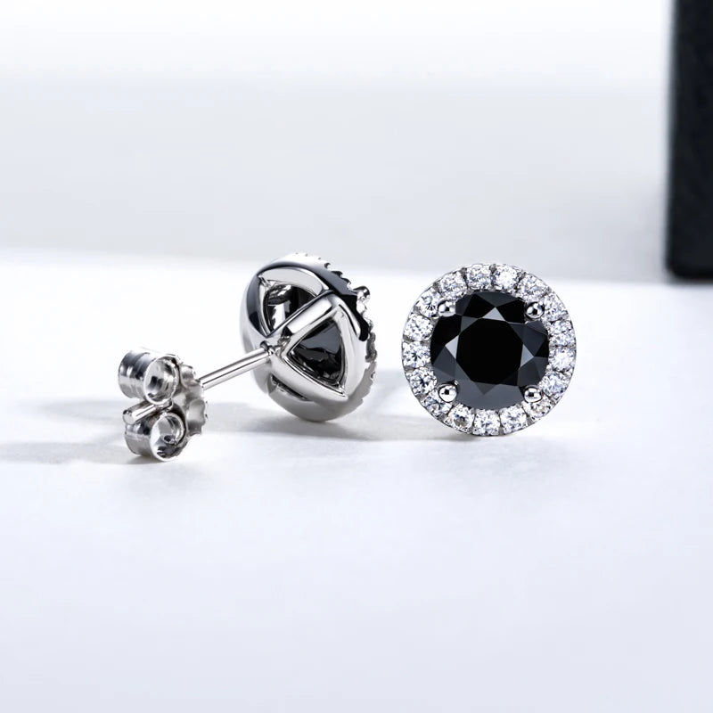 Iced Out Black Diamond Earrings — 925 Silver