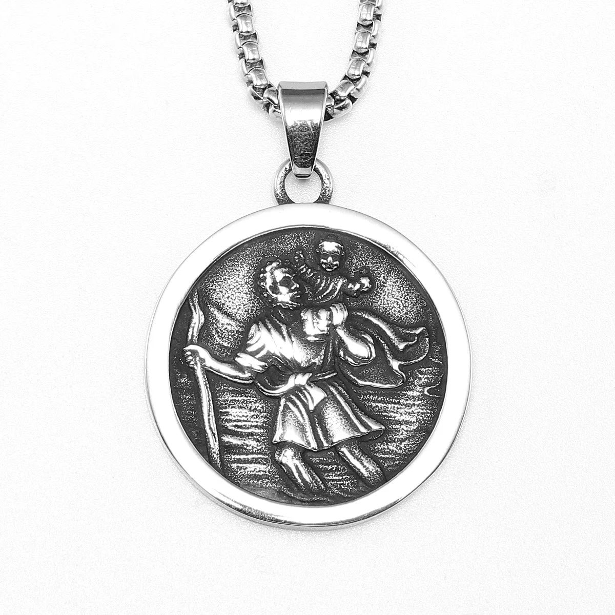 St. Christopher Pendant Necklace — Stainless Steel
