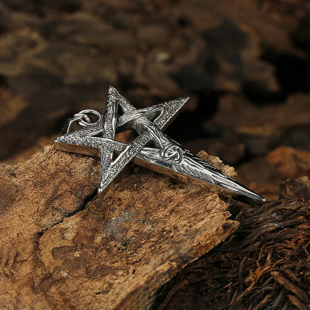Devil Eye Pentagram Pendant Necklace — Stainless Steel