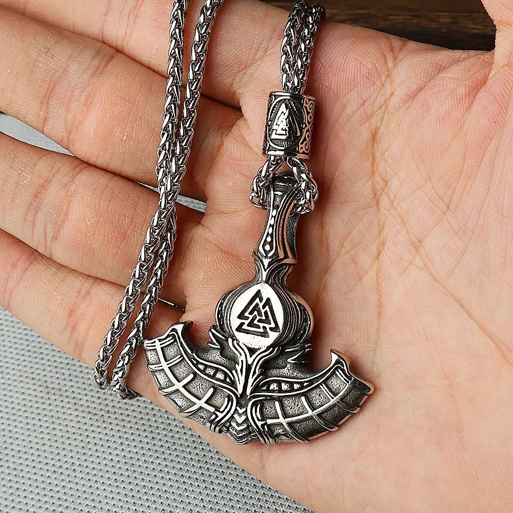 Multi Style Beaded Viking Thor's Hammer Pendant Necklace Stainless Steel Necklace Men Biker Mjolnir Amulet Jewelry