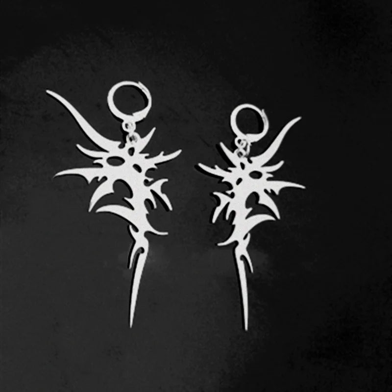 Grunge Accessories Thorns Letter Earrings Punk Charm Drop Earring for Women Irregular Earring Korean Fashion Jewelry