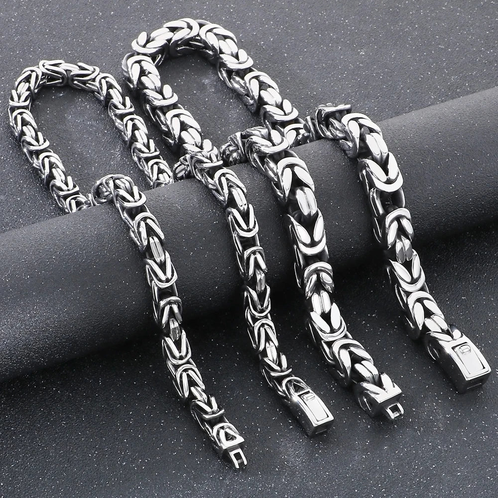 60/63CM Length Chain Necklace for Man Solid 10/13MM Width Stainless Steel Link Chains On Neck Jewelry Mens Necklaces