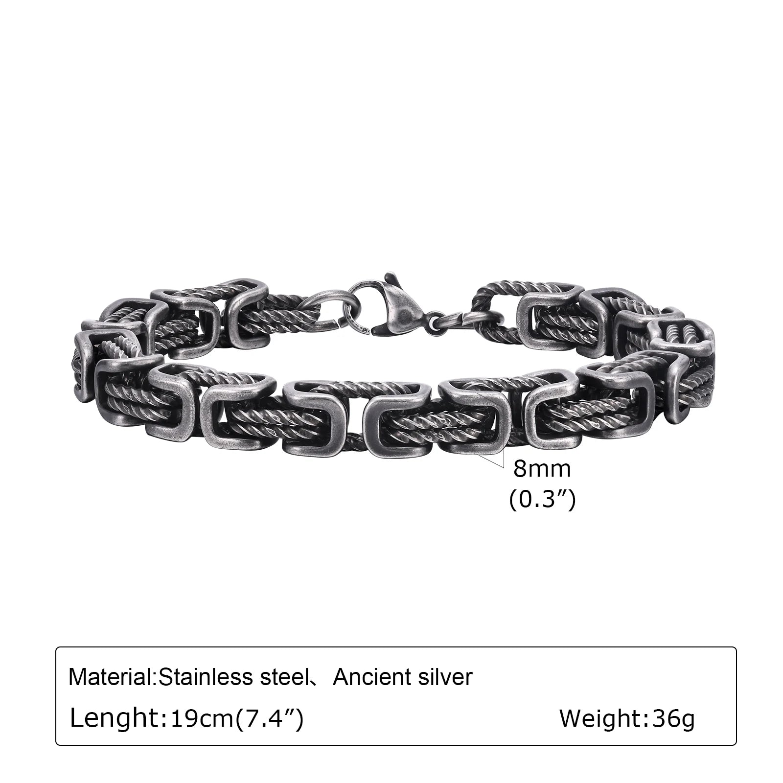 Byzantine Chunky Link Bracelet 8mm — Stainless Steel