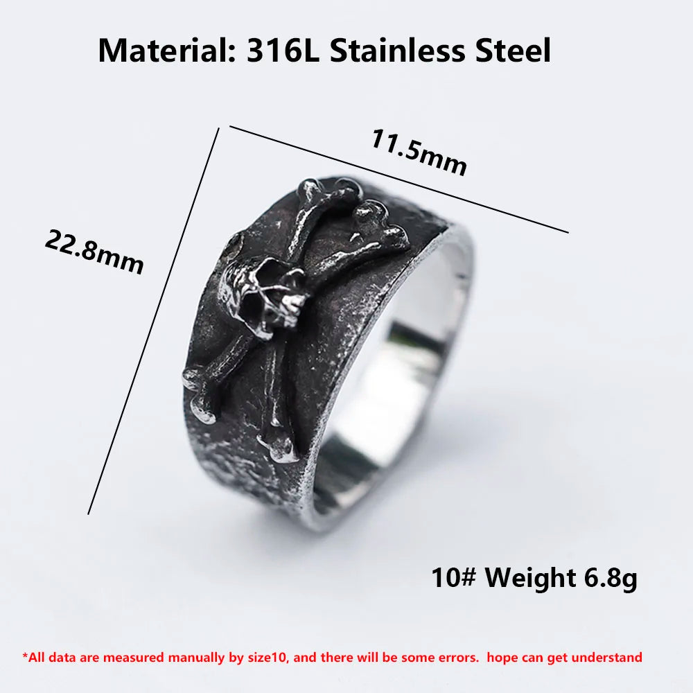 NEW Men's 316L stainless steel rings Vintage Calvarium Skull ring Aegishjalmur punk biker Jewelry Gifts free shipping