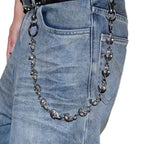 Skull Keychain Wallet Chain — Two-Tone Gothic Biker Pants Chain