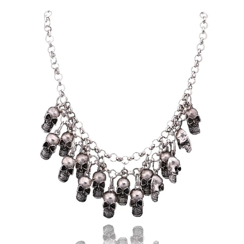 Layered Skull Choker Necklace — Gothic Vintage
