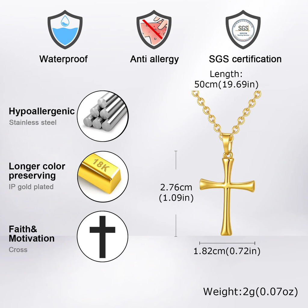 Minimalist Classic Cross Necklace for Men Women, Stainless Steel Chain Collar Necklace, Fashion Unisex Jewelry Gifts