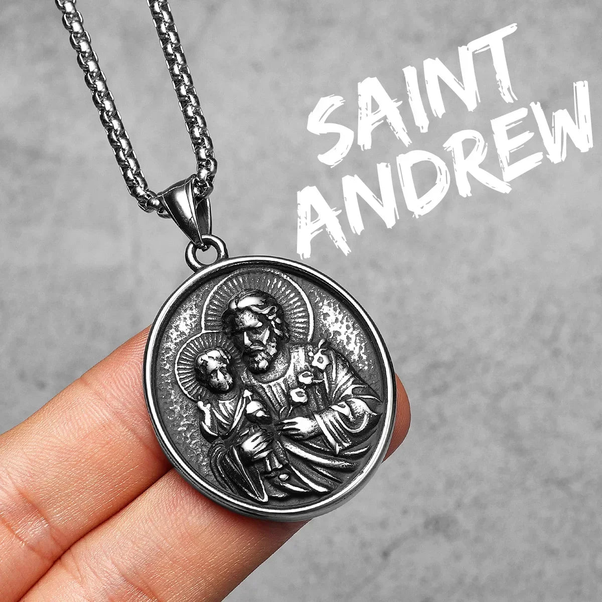 Virgin Mary Cross Pendant — Stainless Steel