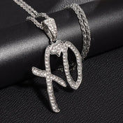 Gold Iced Out XO Pendant Necklace Heart CZ