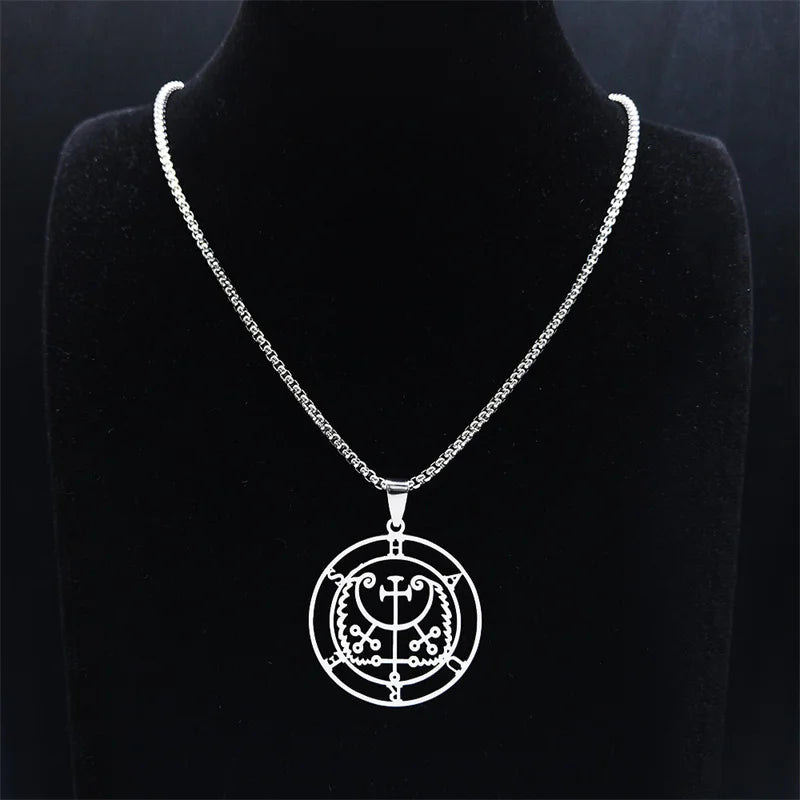 Satan Seal Silver Chain Necklace — Stainless Steel