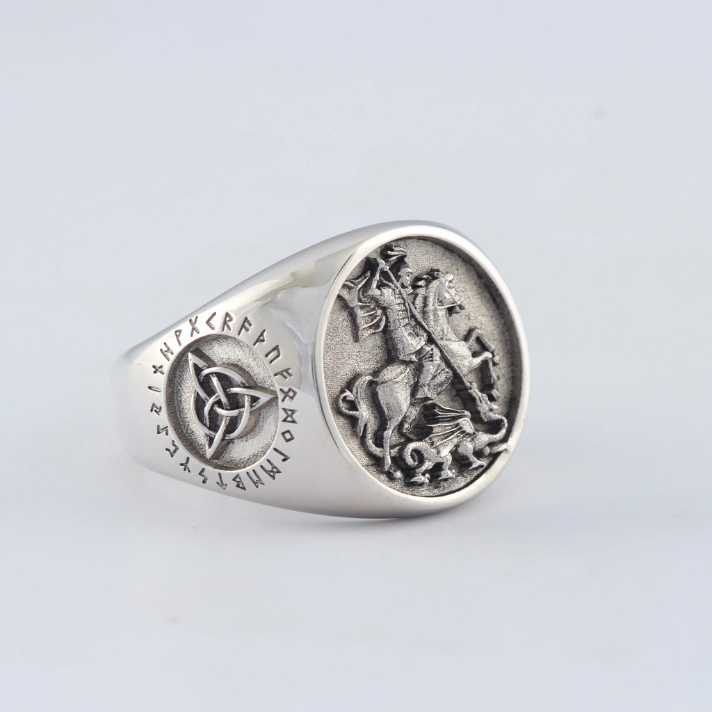 St. George Dragon Ring — 925 Silver