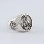 St. George The Paladin Slays Dragons Unique Sovereign Expeditions Equestrian Viking Sterling Silver Ring