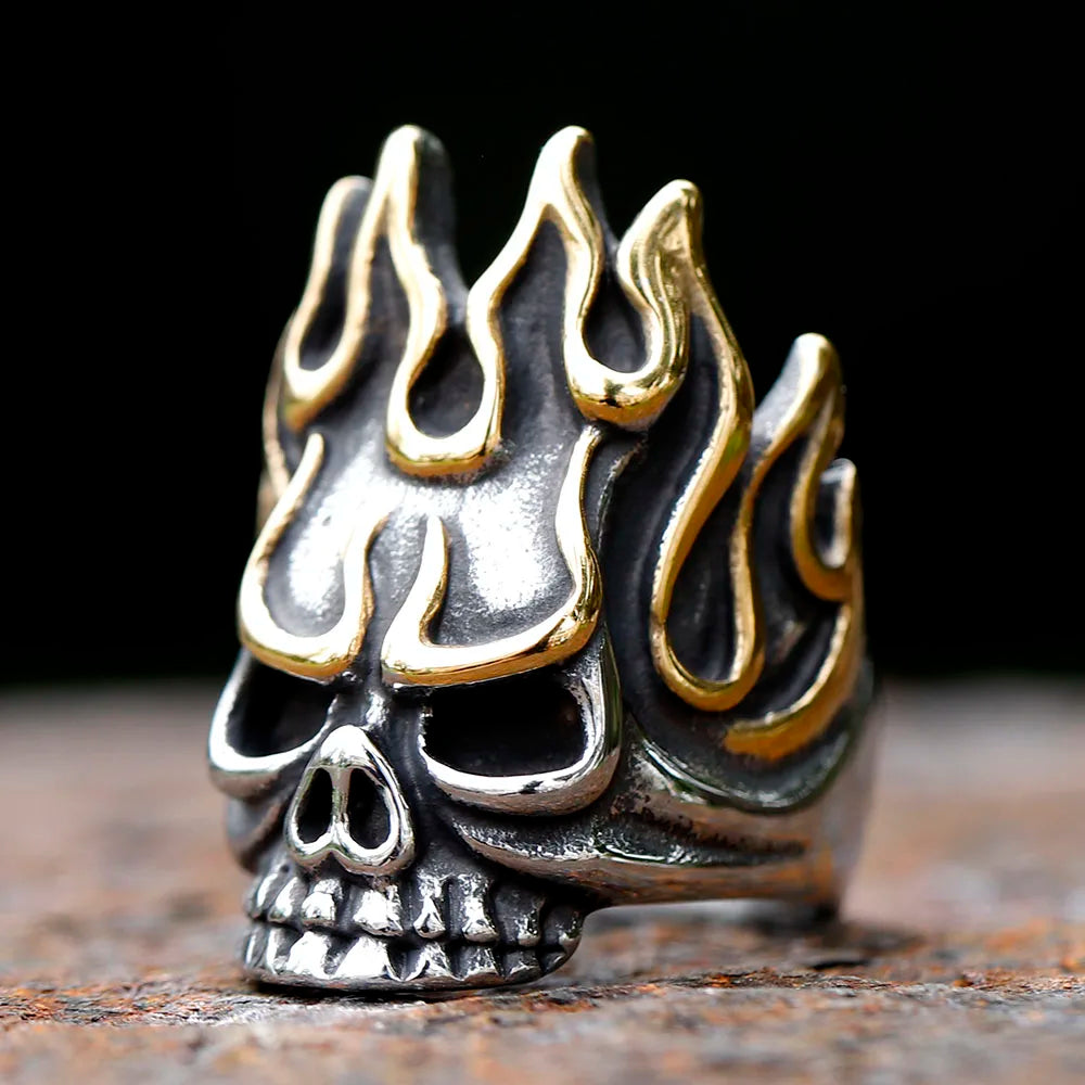 2023 new Vintage 316L stainless steel Gothic Steel Skull Rings Man Punk Rock Men Ring  Party Jewelry Accessories free shipping