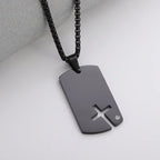 Vintage Christian Jesus Cross Stainless Steel Pendant Little Angel Prayer Necklace Men Women Faith Amulet Jewelry