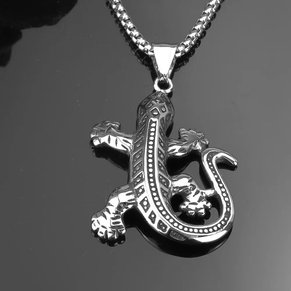 Lizard Animal Pendant Necklace — Stainless Steel