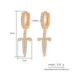 Iced Out Ankh Dangle Hoop Earrings CZ