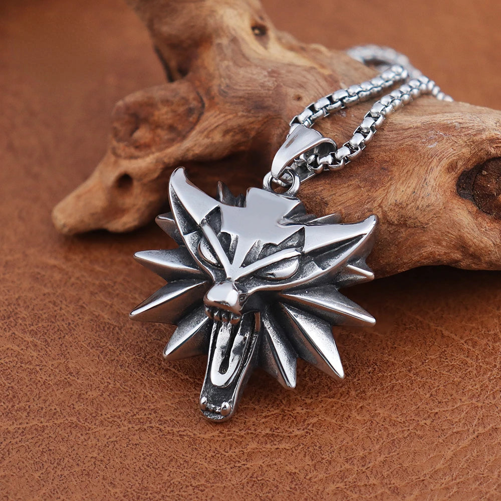 Wolf Stainless Steel Pendant Necklace