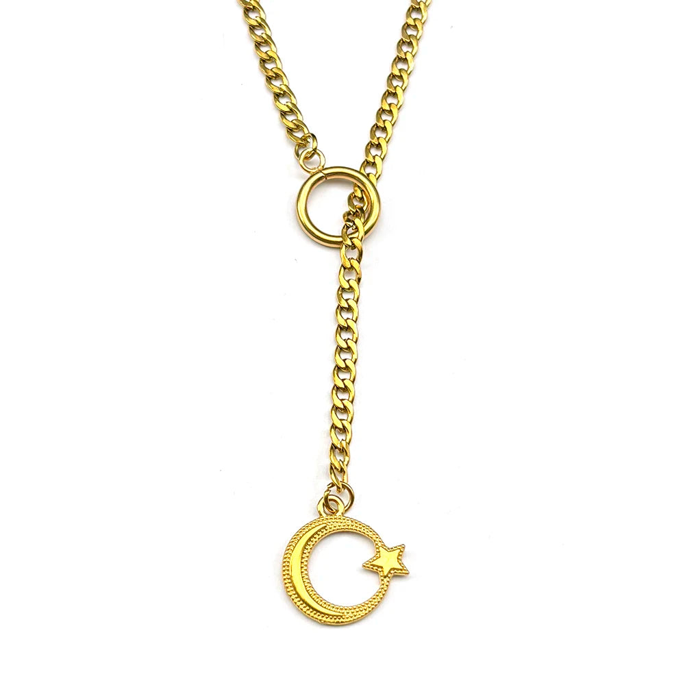 Star Steel Pendant Islamic Arabic Crescent Moon