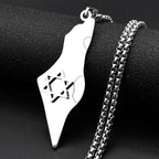 Israel Map Star Of David Pendant Necklace Women Men Stainless Steel Gold Silver Color Geography Country Jewish Chain