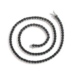 3-5mm Hip Hop Black CZ Stone Paved Bling Iced Out Tennis Link Chain Charm Necklace for Men Rapper Jewelry Black Silver Color