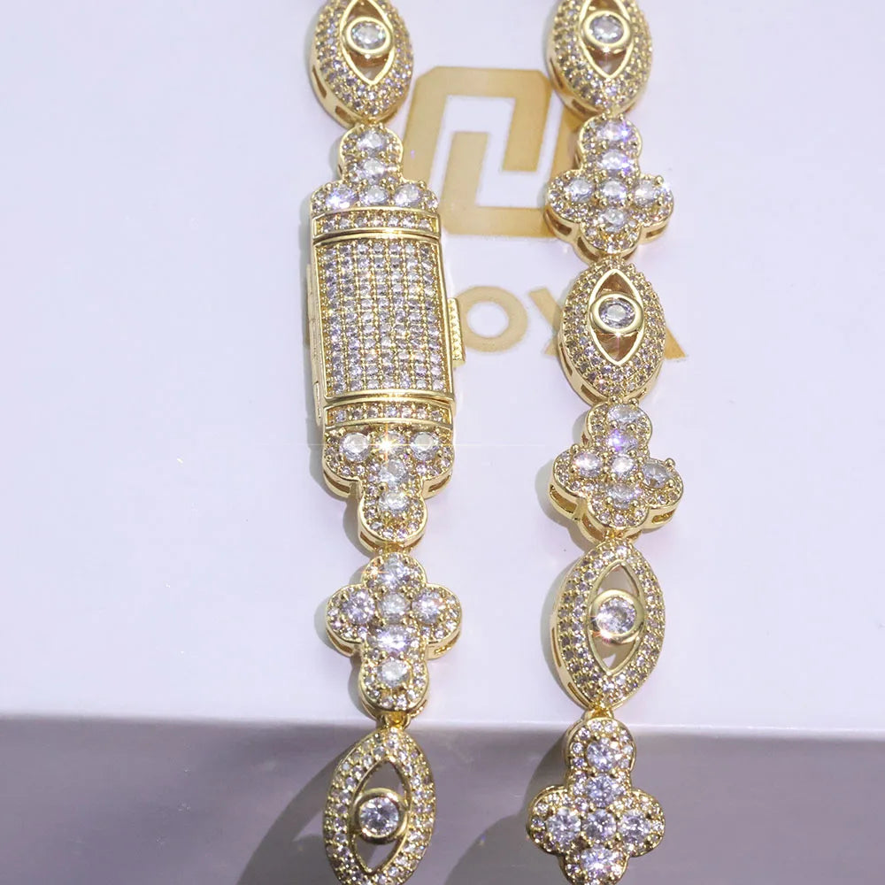 Gold Cuban Cross Pendant Necklace Iced Out 5A CZ